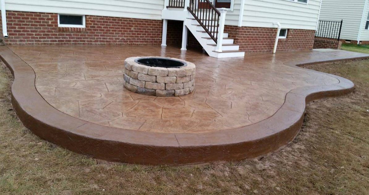 beautiful stamped concrete patio, installed in chesapeake, va
