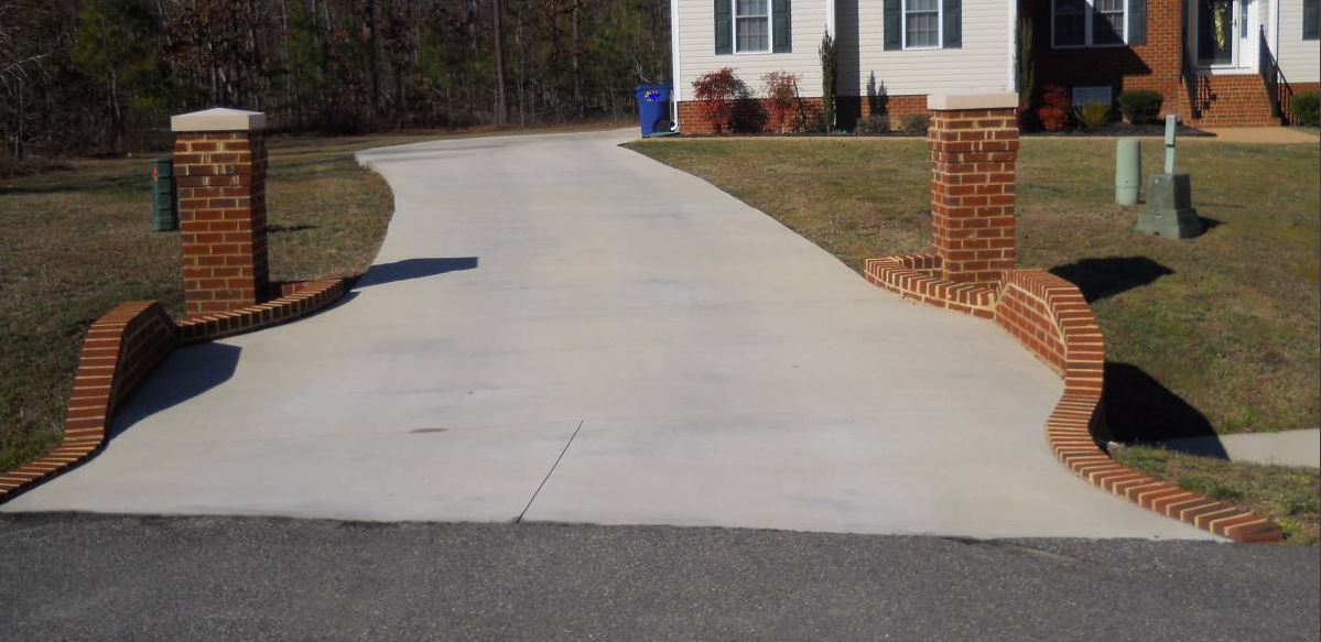 concrete driveway recently installed in virginia beach